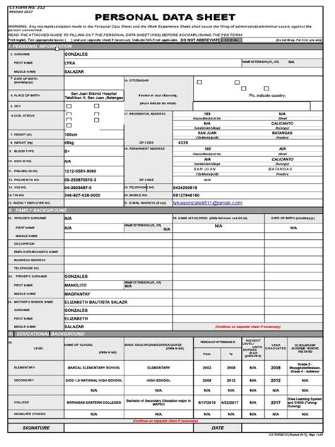 CSC Form 212 (Revised 2017) .